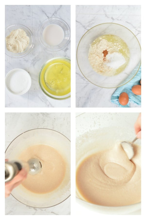 Step-by-step instructions on how to make the batter for Protein Crepes