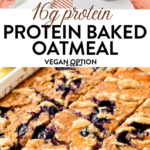 This Protein Baked Oatmeal is the most easy, healthy high-protein breakfast to meal prep a week of tasty creamy vanilla oatmeal. Plus, with only 270 kcal per serve, this breakfast contains 16 grams of proteins and 5 g of fiber to keep you full for hours.