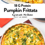 This Pumpkin Frittata is the best fall breakfast or Thanksgiving breakfast egg bake packed with 18 g proteins, roasted pumpkin, and feta cheese.