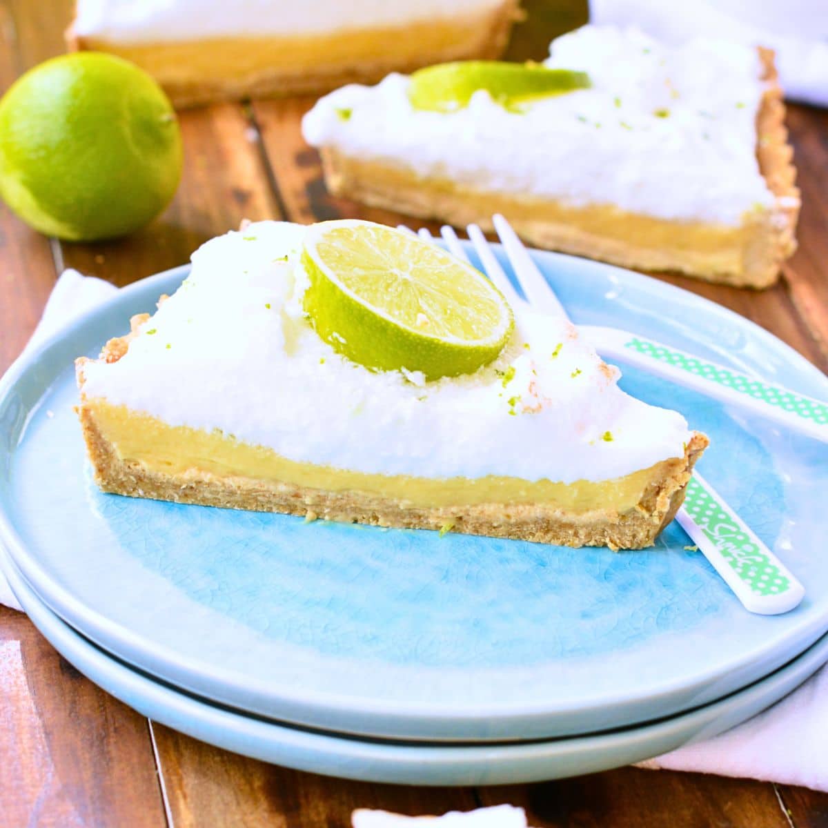 Sugar-Free Lemon Pie slice on a plate.