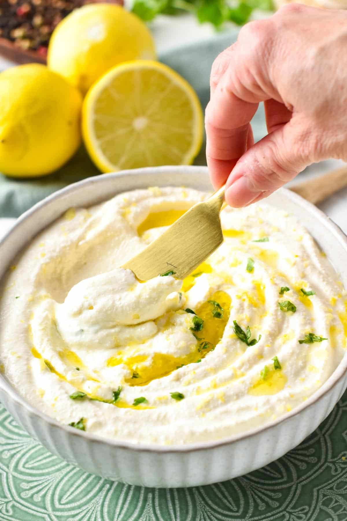This Whipped Cottage Cheese recipe is the most easy high-protein dip for food platters or to spread into sandwiches.