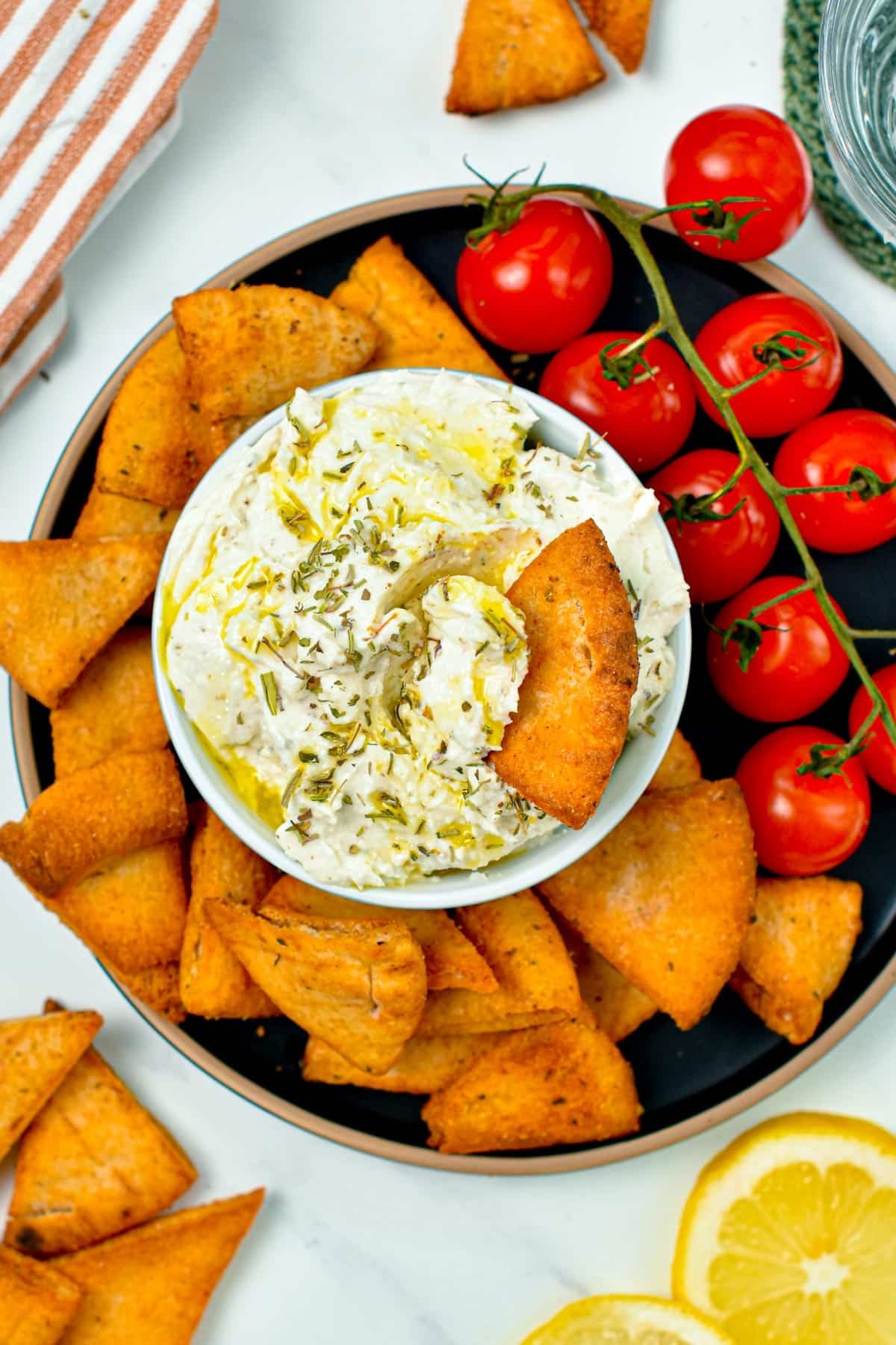 This Whipped Feta Dip is the most creamy cheese dip you will ever make, ready in 10 minutes, it sure to impress your guest. Plus, this easy dip is also gluten-free, and a great vegetarian appetizer.