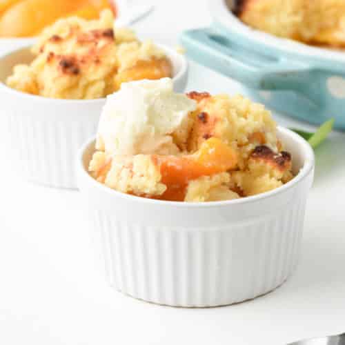 Keto Peach Cobbler with Fluffy Keto Biscuit