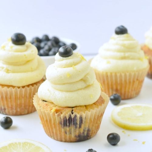 Keto Lemon Cupcakes with Blueberries