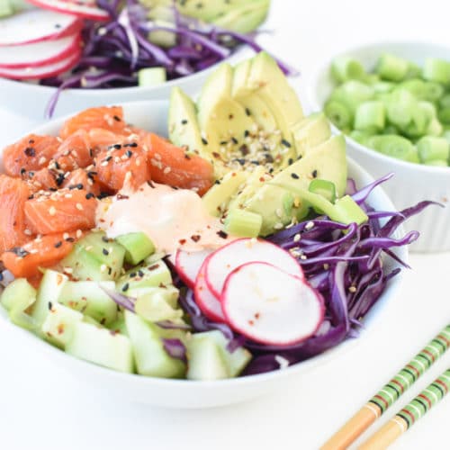 keto poke bowl with salmon