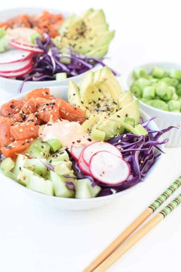 keto poke bowl with salmon