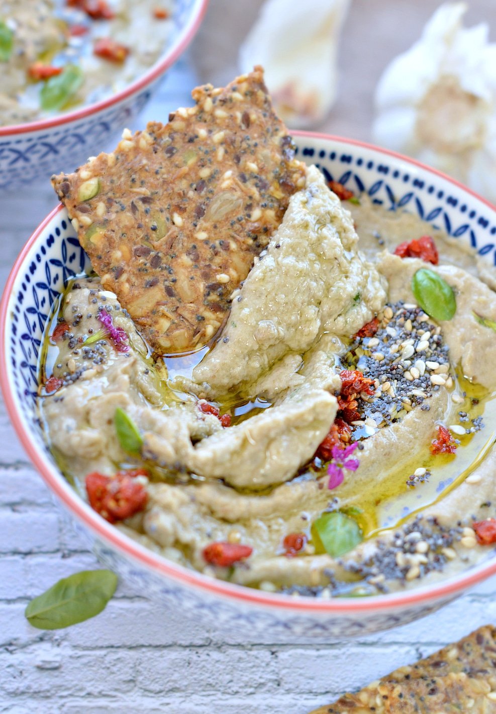 roasted eggplant dip with basil