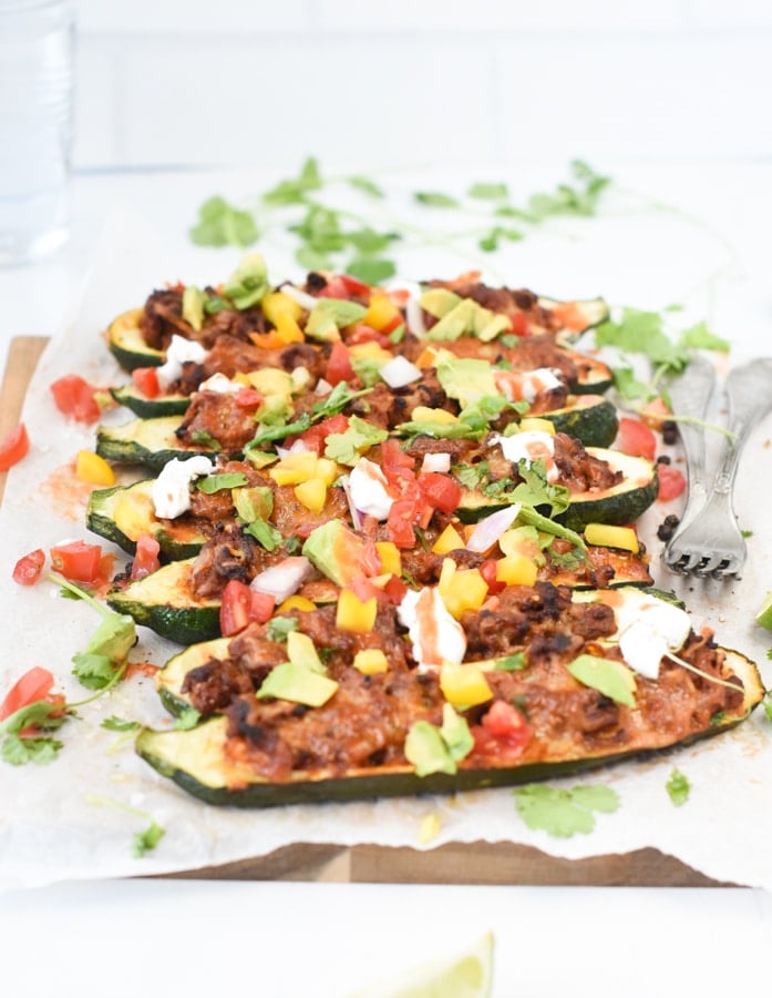 Zucchini Taco Boats - meals under 300 calories